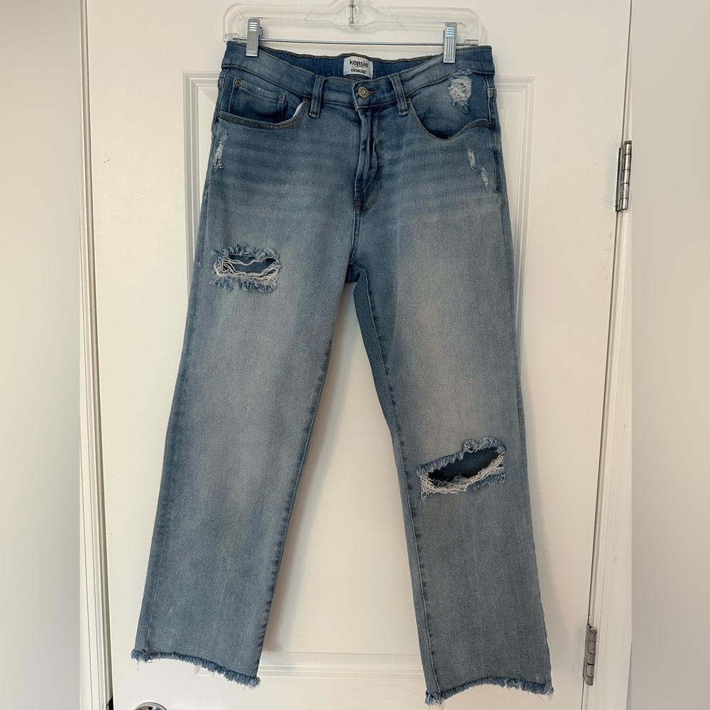 Kensie Blue Ripped Straight Leg Jeans 29 - Picture 2 of 10